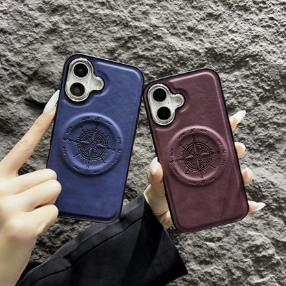 Leather Nautical Compass Magnetic Anti-fall Phone Case