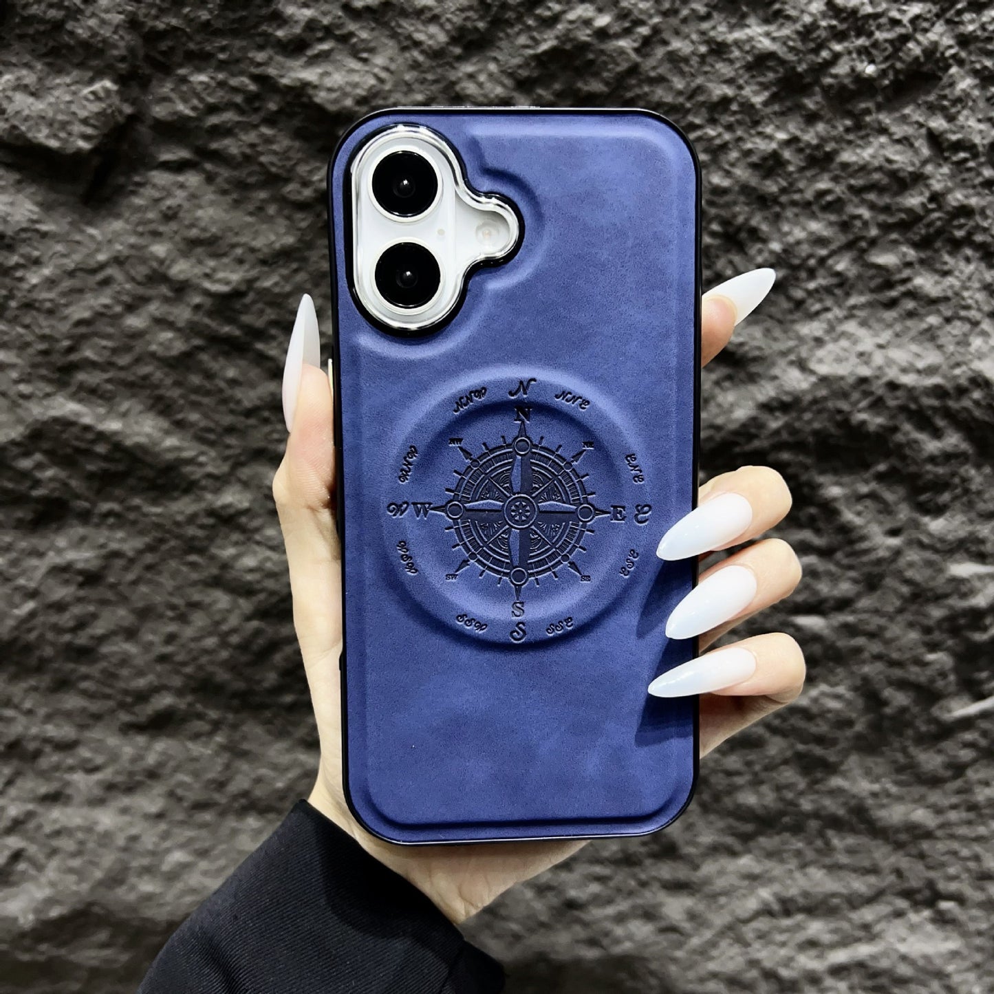 Leather Nautical Compass Magnetic Anti-fall Phone Case