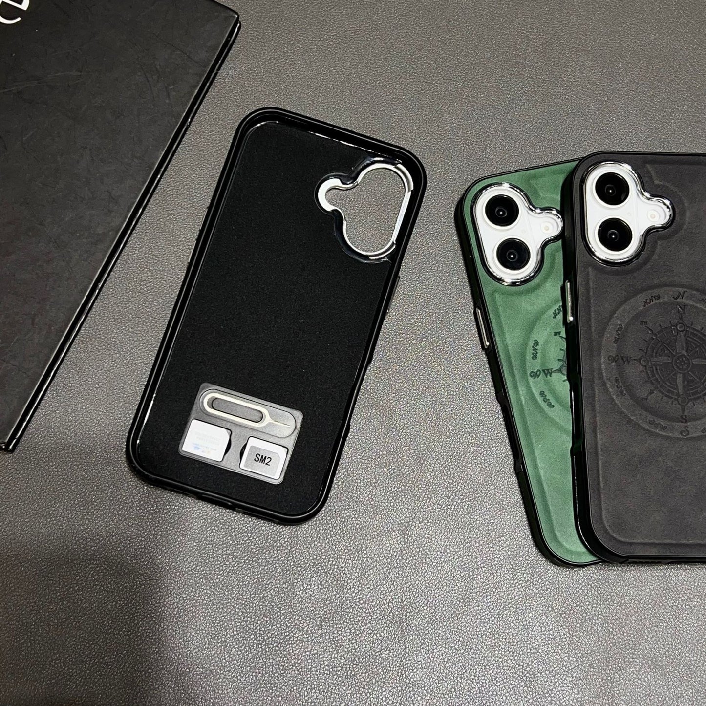 Leather Nautical Compass Magnetic Anti-fall Phone Case