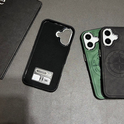 Leather Nautical Compass Magnetic Anti-fall Phone Case