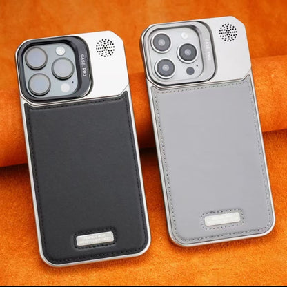 Lens Holder Leather Magnetic Phone Case