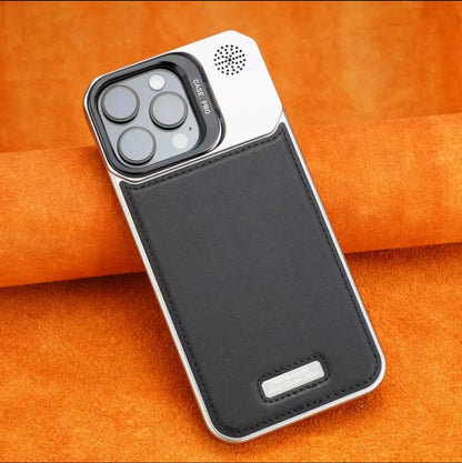 Lens Holder Leather Magnetic Phone Case