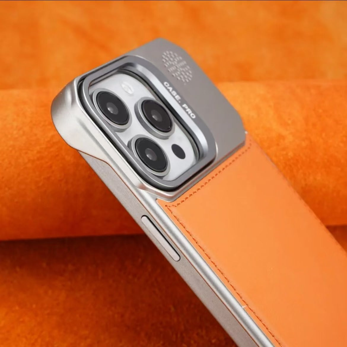 Lens Holder Leather Magnetic Phone Case