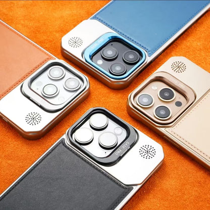 Lens Holder Leather Magnetic Phone Case