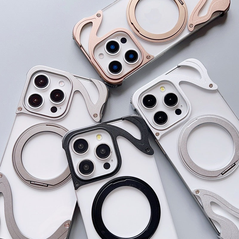 Dolphin Series Metal Bracket Magnetic Phone Case