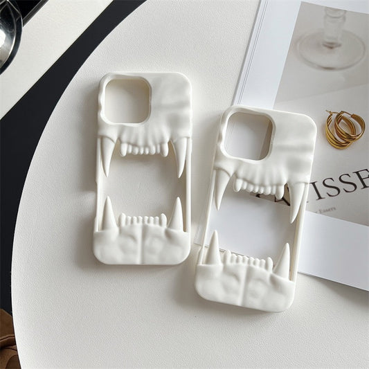 New Cool Hollow Skull Tiger Tooth Shape Mobile Phone Case