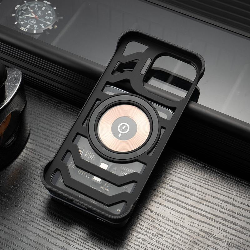 Carbon Fiber Hollow Frameless Lens Holder Magnetic Mobile Phone Case