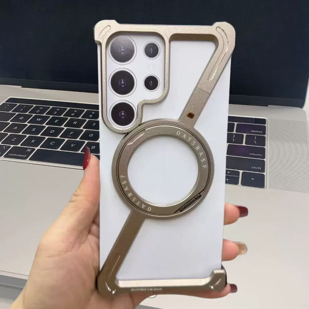 Creative Z-shaped Metal Rotating Stand Magnetic Phone Case