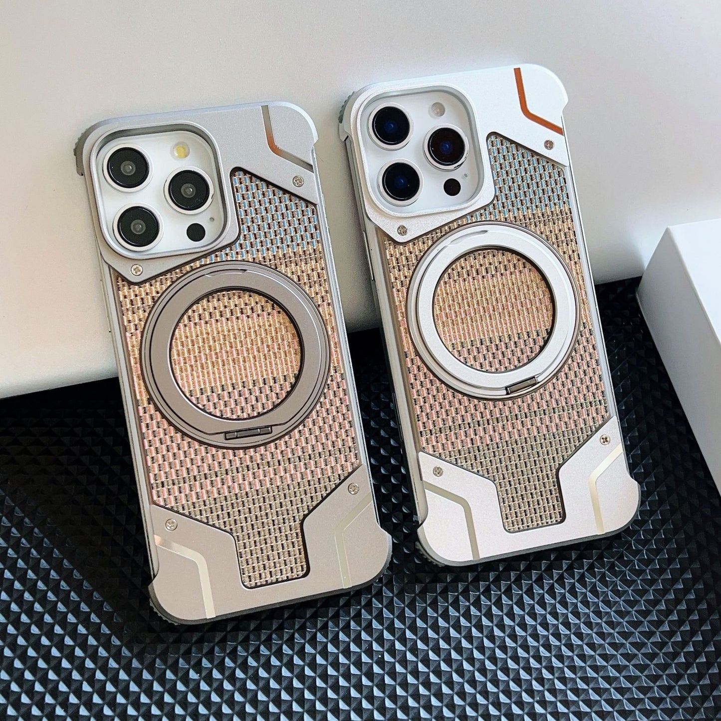 Gold wire silver aluminum alloy heat dissipation bracket magnetic mobile phone case