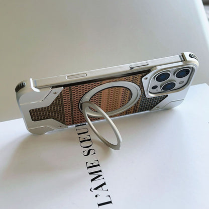 Gold wire silver aluminum alloy heat dissipation bracket magnetic mobile phone case