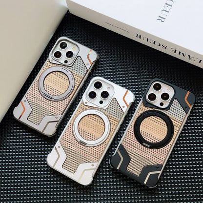 Gold wire silver aluminum alloy heat dissipation bracket magnetic mobile phone case