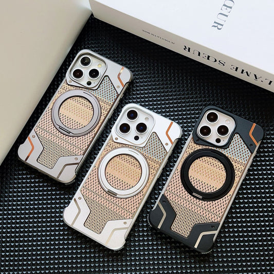 Gold wire silver aluminum alloy heat dissipation bracket magnetic mobile phone case