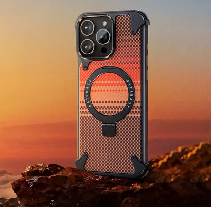 Kevlar Carbon Fiber Pattern Magnetic Bracket Phone Case