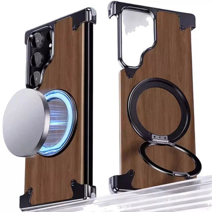 Luxury Designed Magnetic Walnut Metal Phone Case
