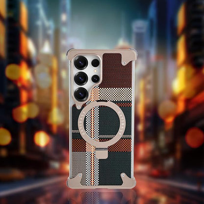 Kevlar Carbon Fiber Pattern Magnetic Bracket Phone Case