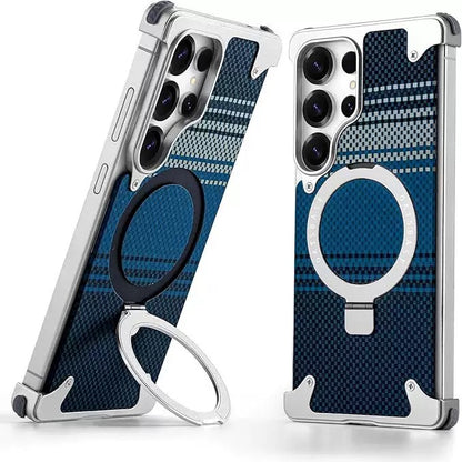 Kevlar Carbon Fiber Pattern Magnetic Bracket Phone Case