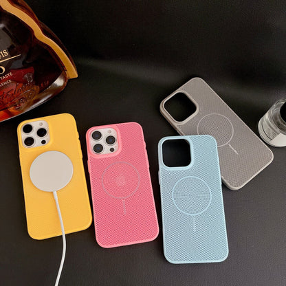 New summer breathable heat dissipation mesh magnetic suction anti-fall mobile phone case