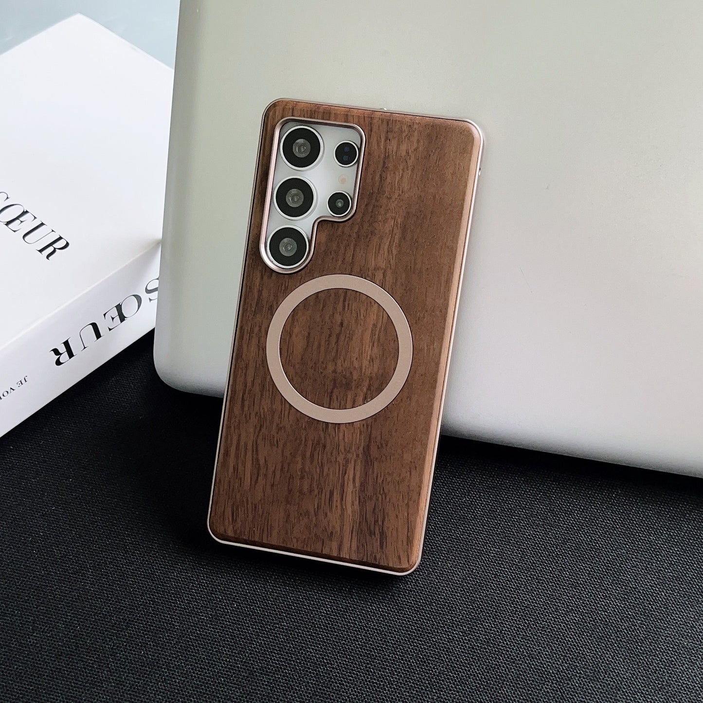 Walnut Metal Snap Frame Magnetic Phone Case