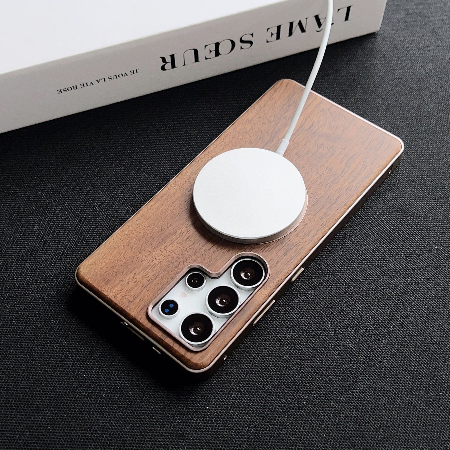 Walnut Metal Snap Frame Magnetic Phone Case