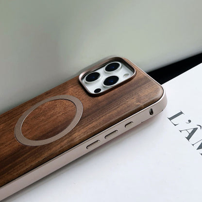 Walnut Metal Snap Frame Magnetic Phone Case