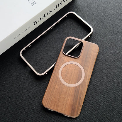Walnut Metal Snap Frame Magnetic Phone Case