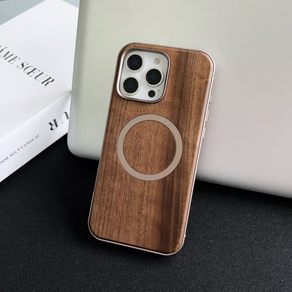 Walnut Metal Snap Frame Magnetic Phone Case