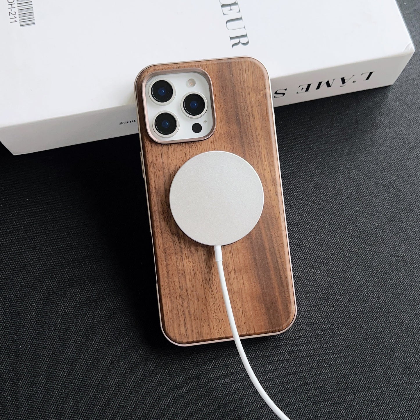 Walnut Metal Snap Frame Magnetic Phone Case
