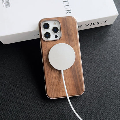 Walnut Metal Snap Frame Magnetic Phone Case