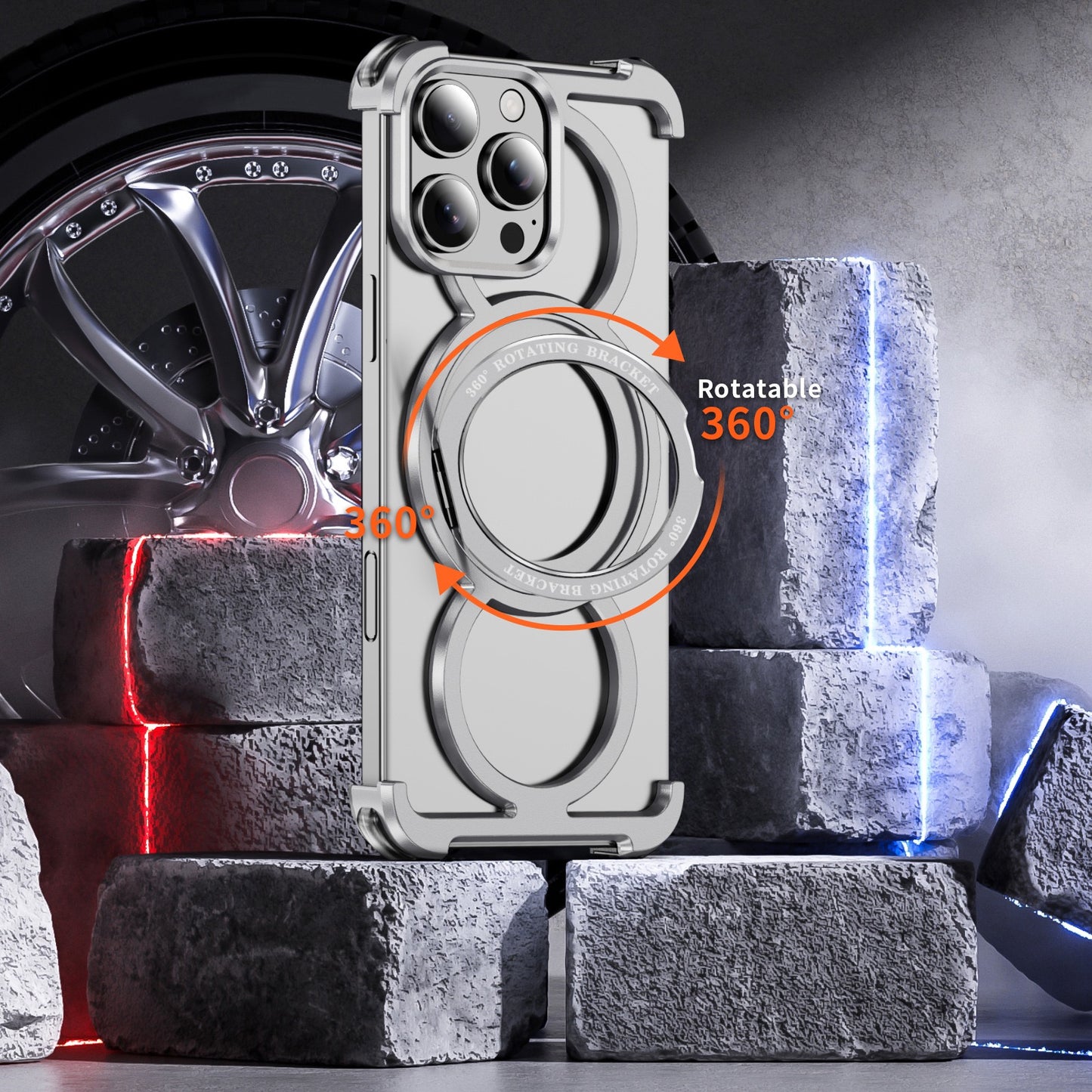 Audi Ring Metal Magnetic Rotating Bracket Phone Case