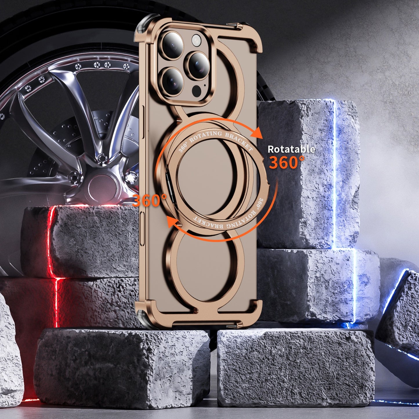 Audi Ring Metal Magnetic Rotating Bracket Phone Case