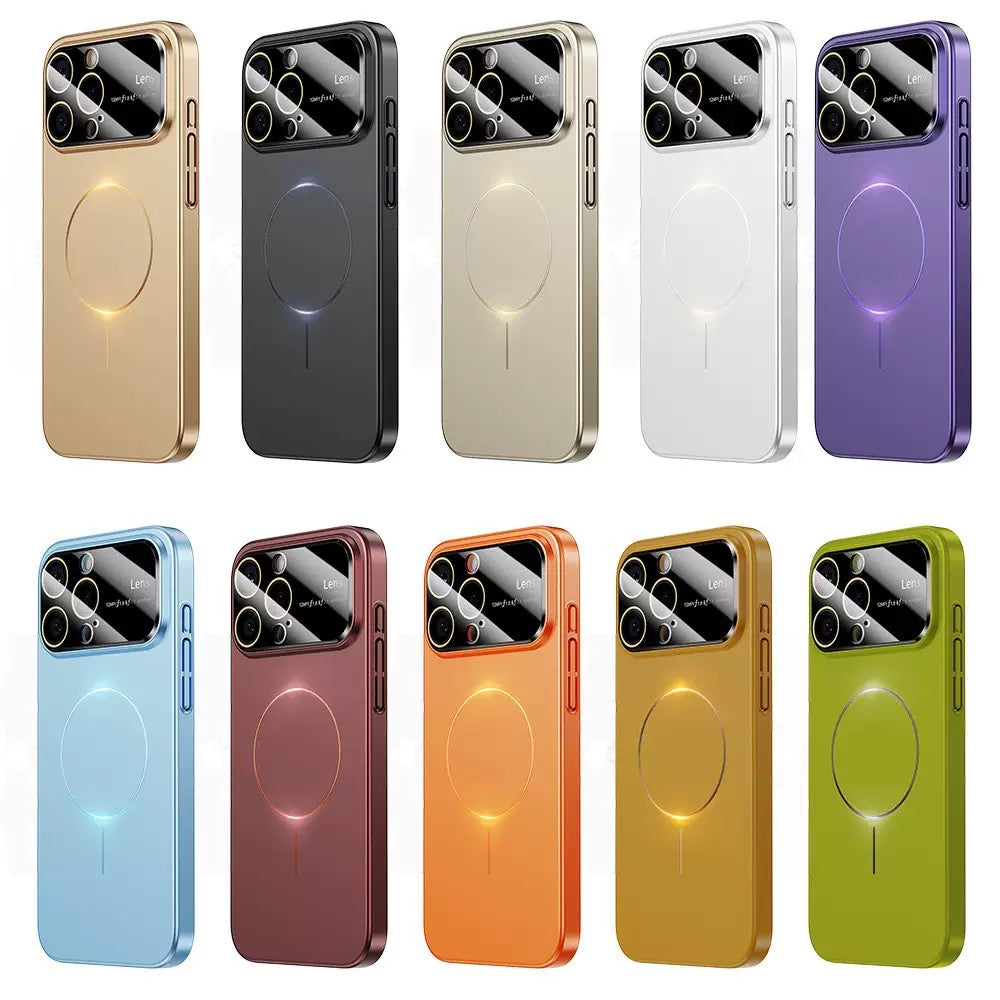 Large window lens protection high gloss magnetic phone case