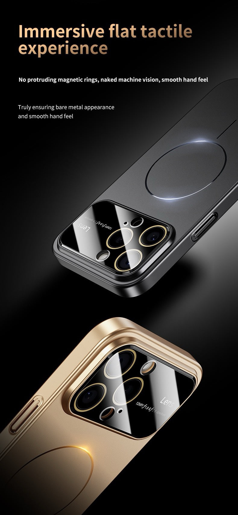 Large window lens protection high gloss magnetic phone case