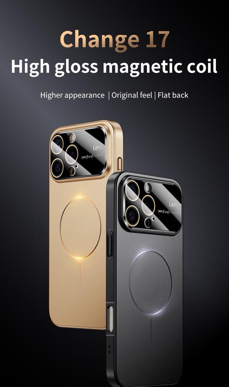 Large window lens protection high gloss magnetic phone case