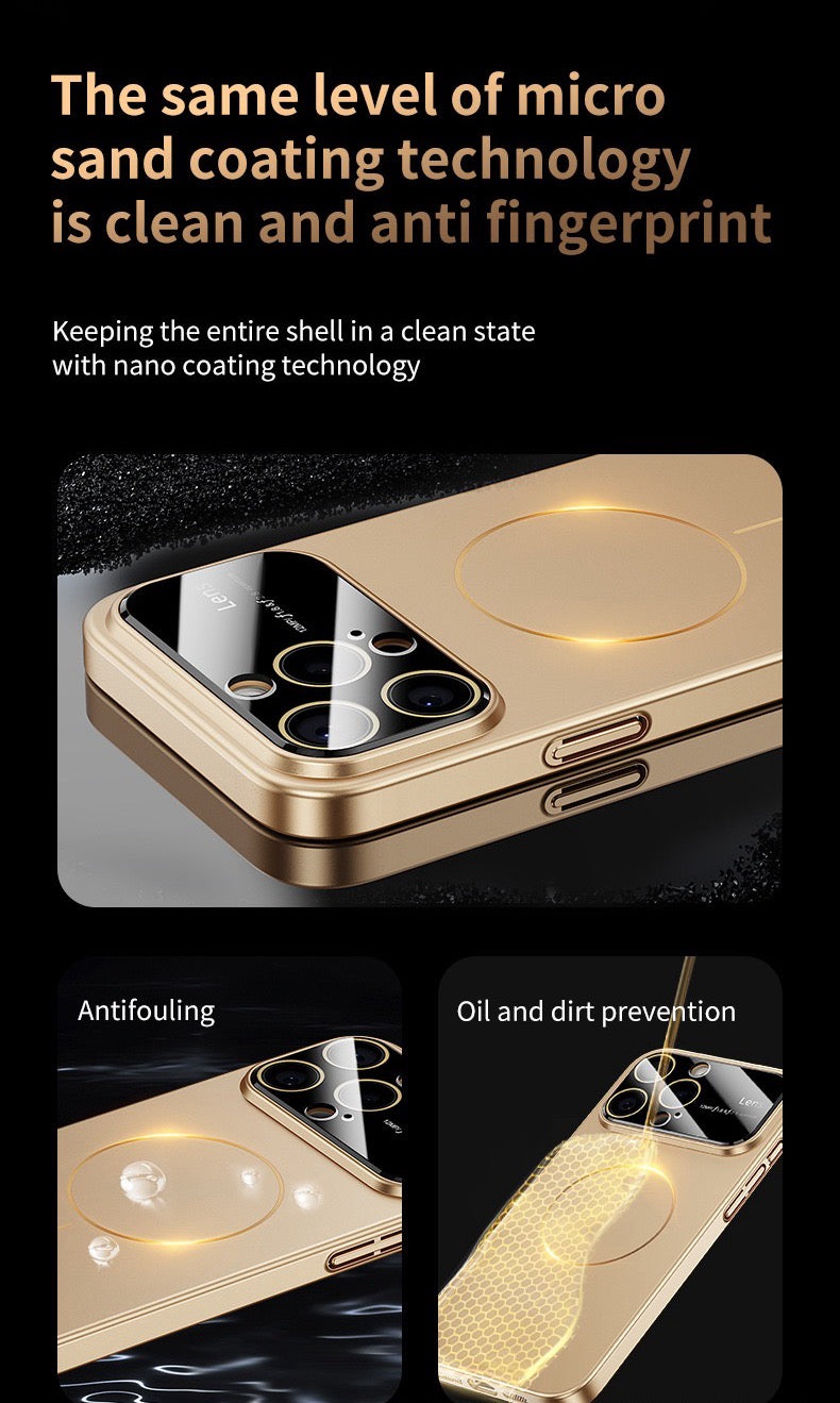 Large window lens protection high gloss magnetic phone case