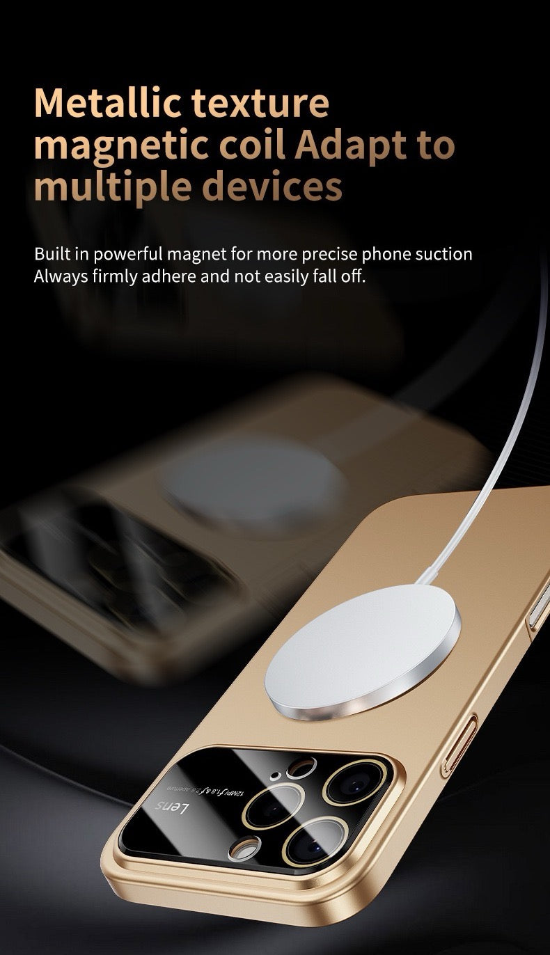 Large window lens protection high gloss magnetic phone case
