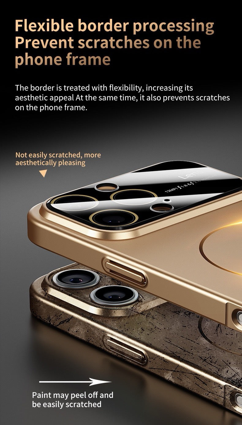 Large window lens protection high gloss magnetic phone case