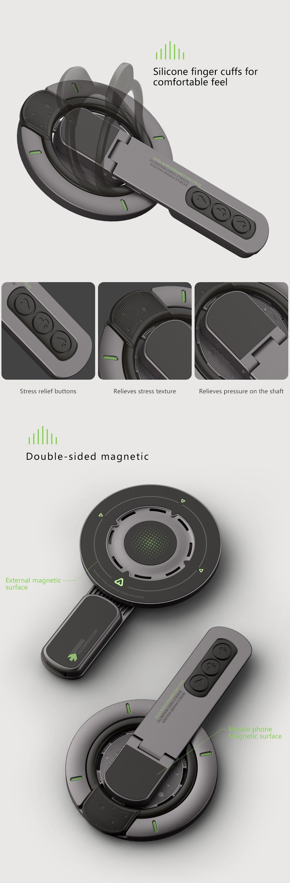 Double-sided Magnetic Ring Decompression Mobile Phone Holder