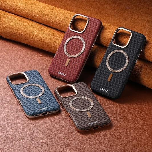 Premium Triangle Pattern Leather Magnetic Phone Case