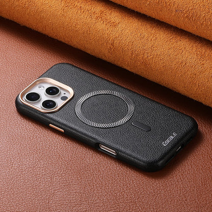 Litchi leather magnetic drop-resistant phone case