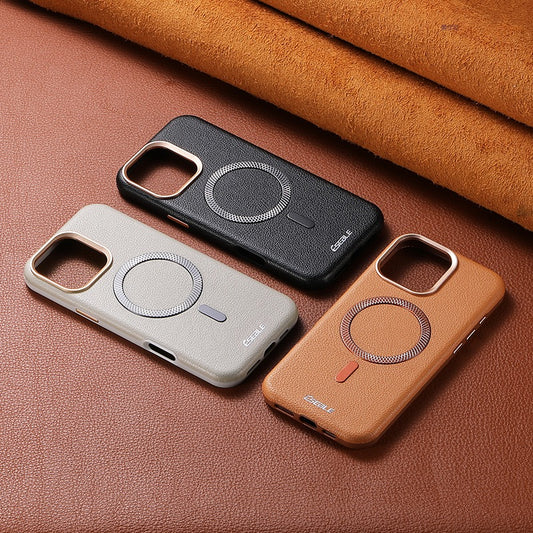 Litchi leather magnetic drop-resistant phone case