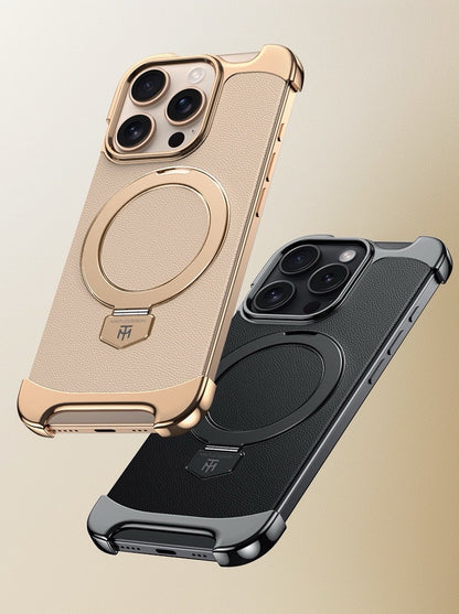 Brand New Plain Leather Borderless Magnetic Bracket Mobile Phone Case