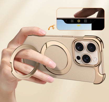 Brand New Plain Leather Borderless Magnetic Bracket Mobile Phone Case