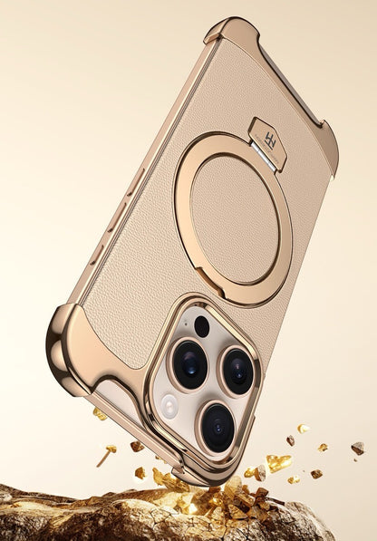 Brand New Plain Leather Borderless Magnetic Bracket Mobile Phone Case