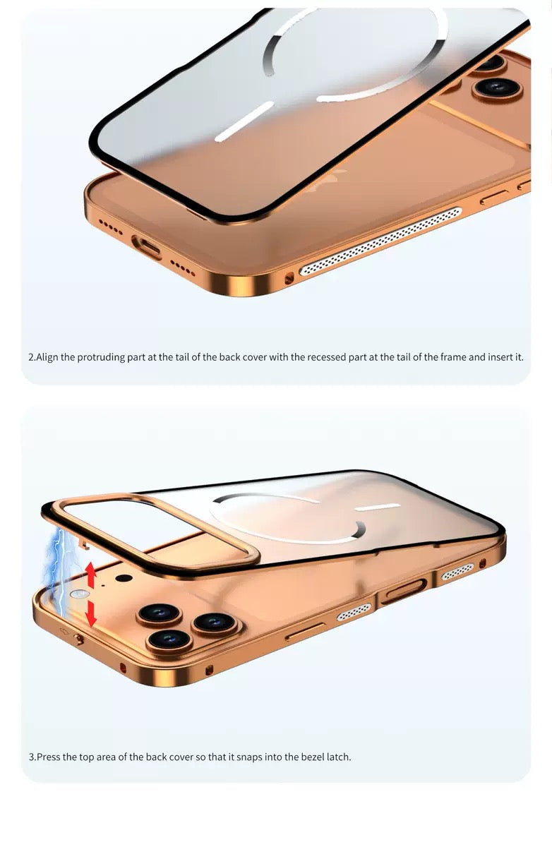 New Design Frosted Back Metal Frame Magnetic Anti-Fall Phone Case