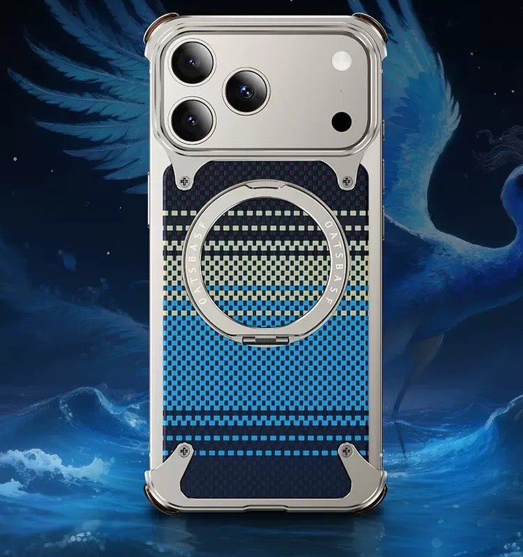 Kevlar Carbon Fiber Pattern Magnetic Bracket Phone Case