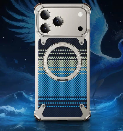Kevlar Carbon Fiber Pattern Magnetic Bracket Phone Case