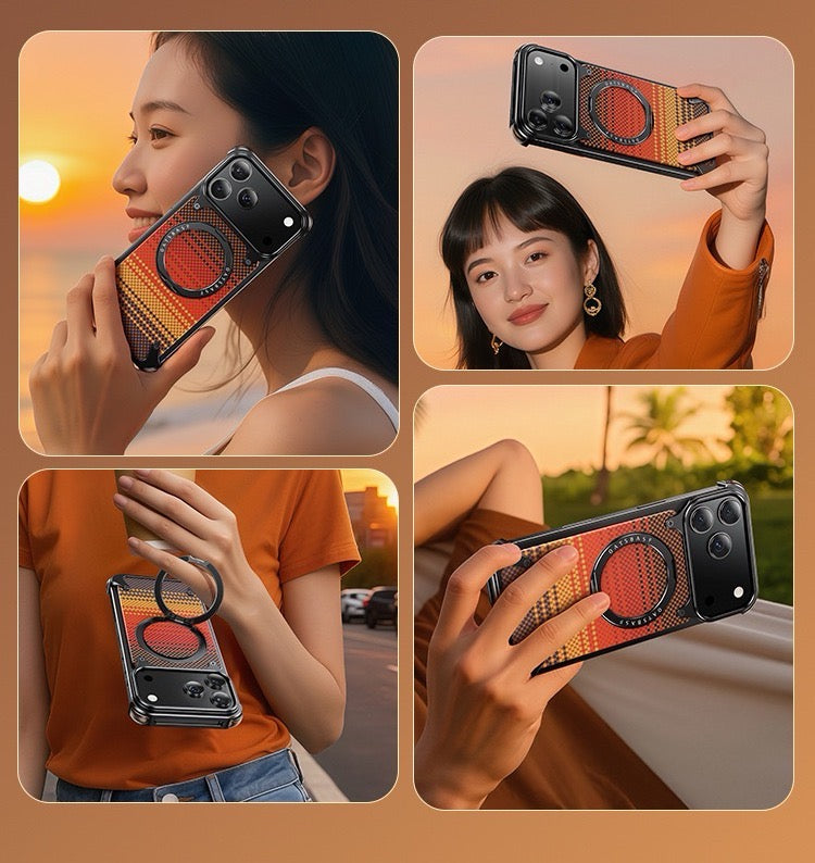 Kevlar Carbon Fiber Pattern Magnetic Bracket Phone Case