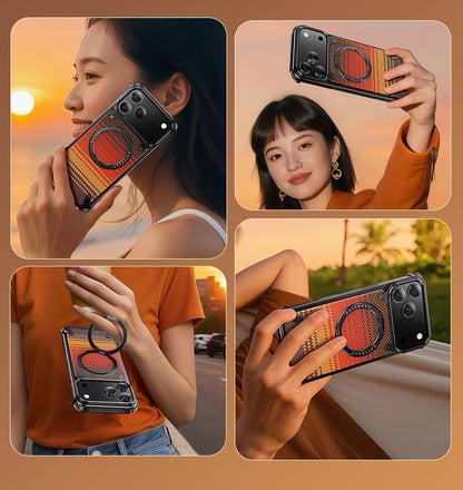 Kevlar Carbon Fiber Pattern Magnetic Bracket Phone Case