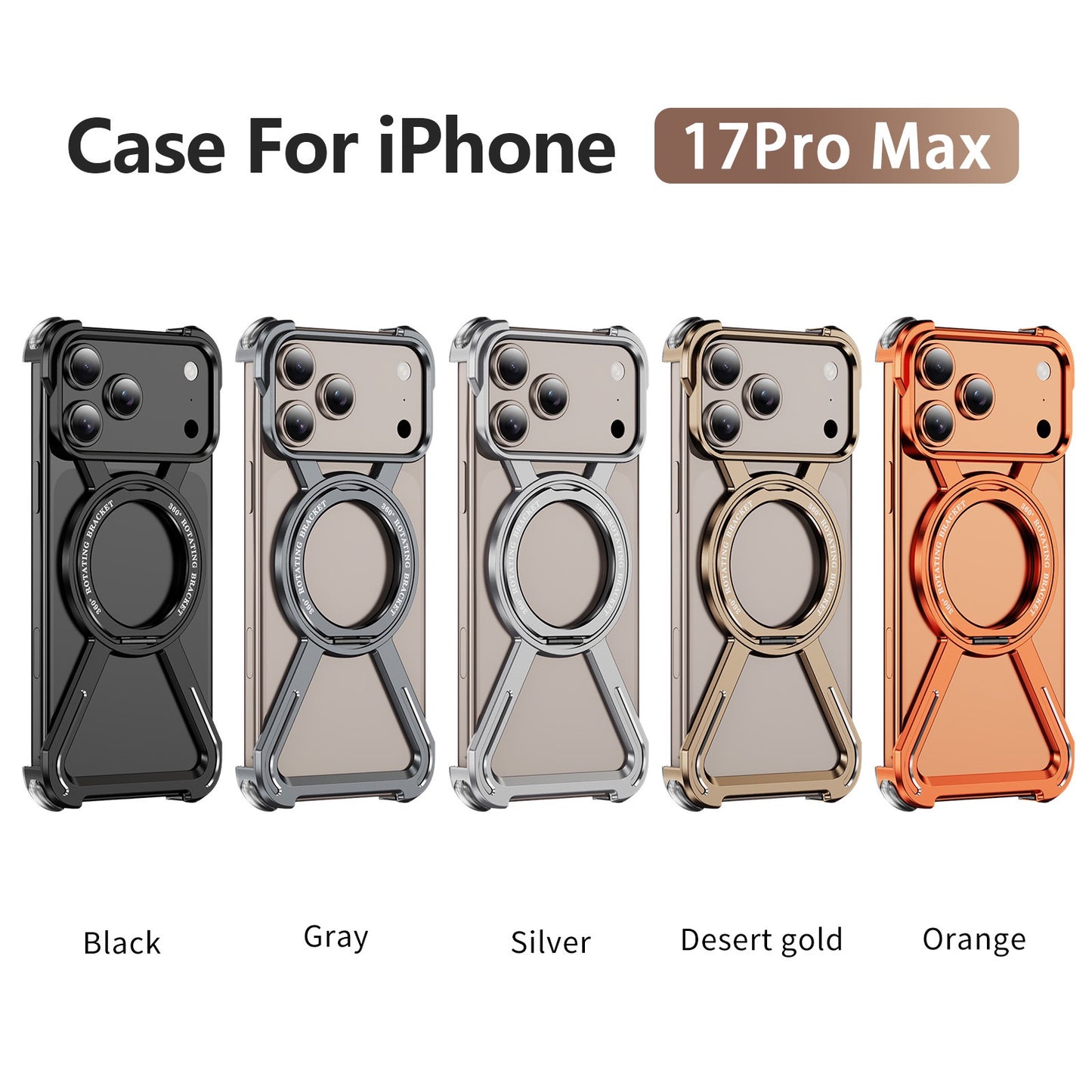 New Skeleton Metal Rotating Bracket Magnetic Phone Case