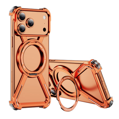 New Skeleton Metal Rotating Bracket Magnetic Phone Case